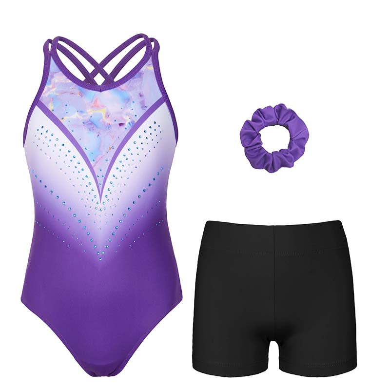 Purple Marble Crisscross Leotard
