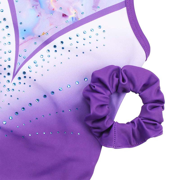 Lavender Diamond Crisscross Back Gymnastics Leotard Set for Girls