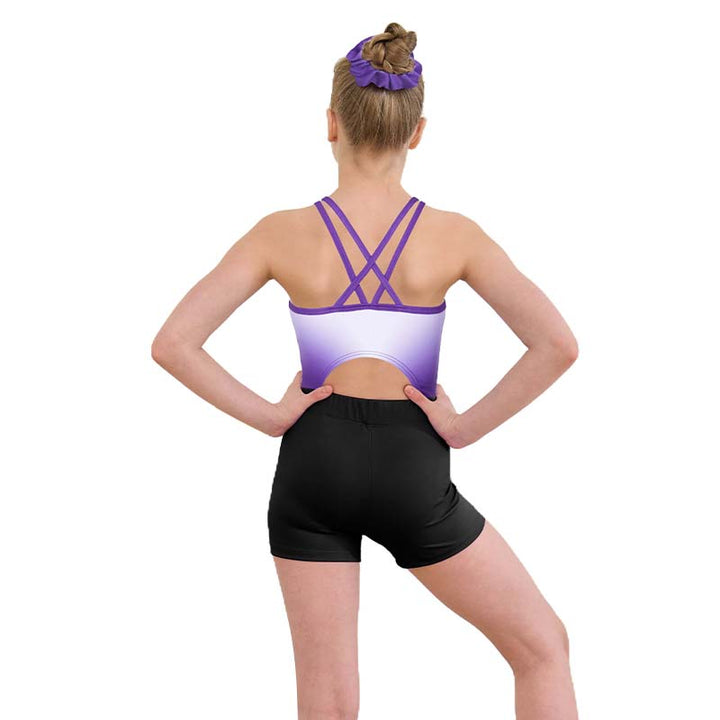 Lavender Diamond Crisscross Back Gymnastics Leotard Set for Girls