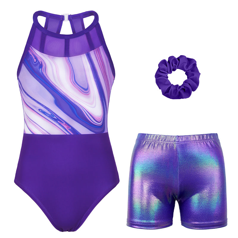 Purple Marble Mesh Leotard