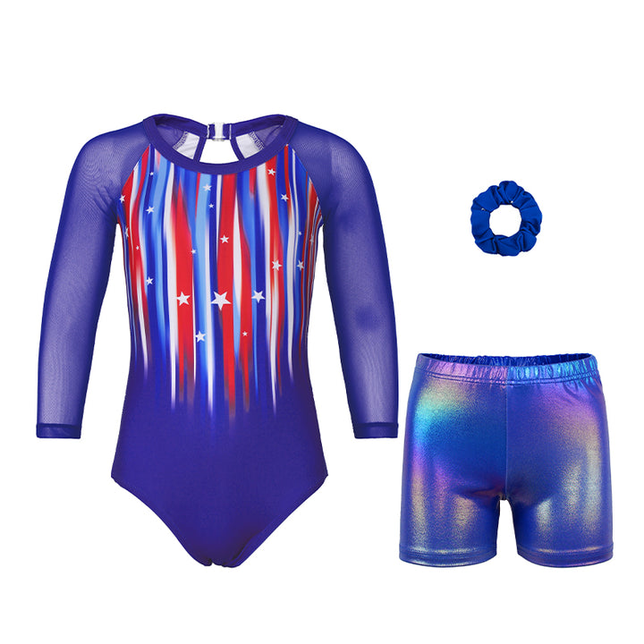 Mesh Sleeve Star Leotard