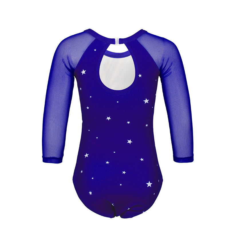 Celebrate Stars 3/4 Mesh Sleeve Gymnastics Leotard Set for Girls