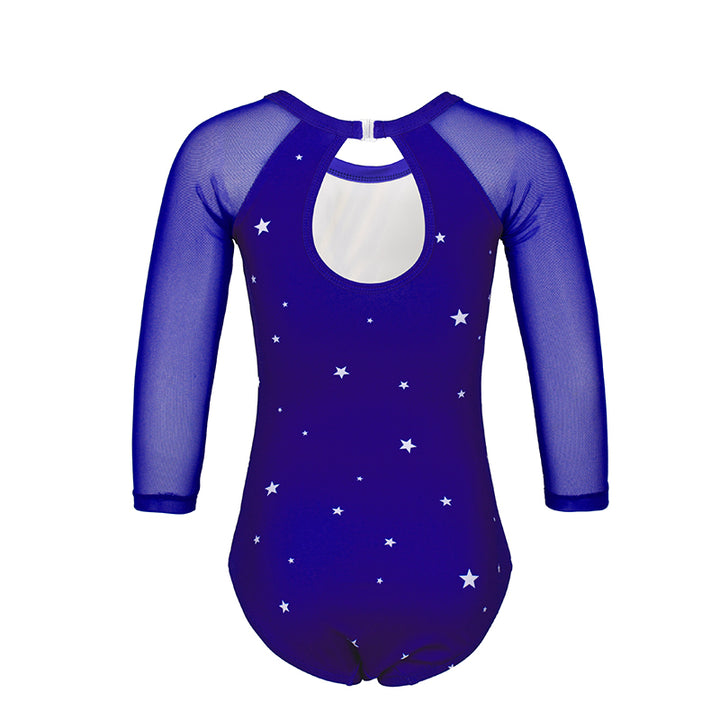 Celebrate Stars 3/4 Mesh Sleeve Gymnastics Leotard Set for Girls