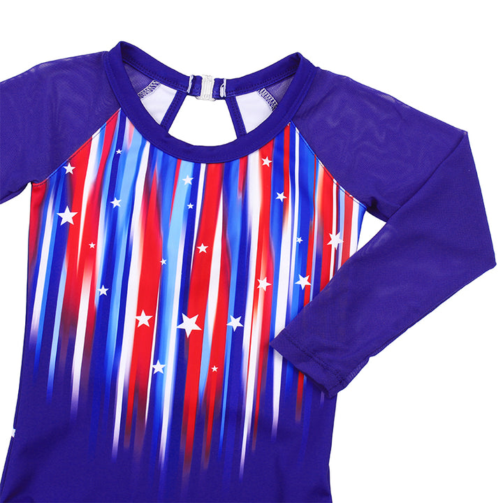 Celebrate Stars 3/4 Mesh Sleeve Gymnastics Leotard Set for Girls