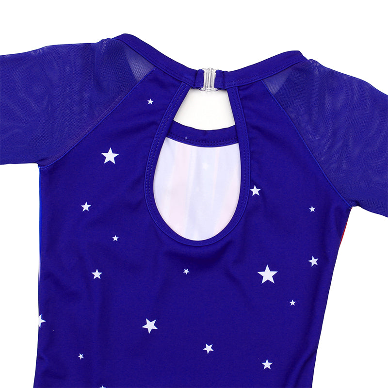 Celebrate Stars 3/4 Mesh Sleeve Gymnastics Leotard Set for Girls