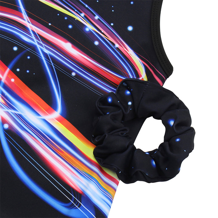 Multicolored Wave Gymnastics Leotard with Shorts Set