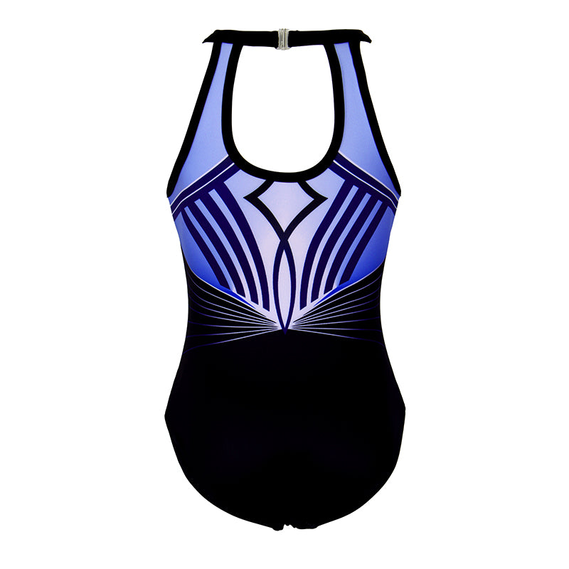 Black-line Diamond U-type Clasp Back Gymnastics Leotard Set