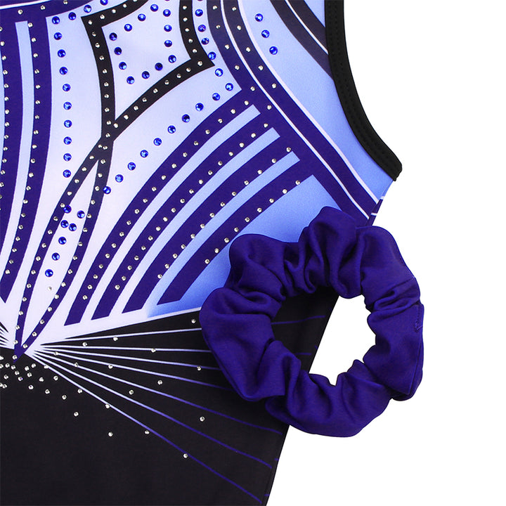 Black-line Diamond U-type Clasp Back Gymnastics Leotard Set