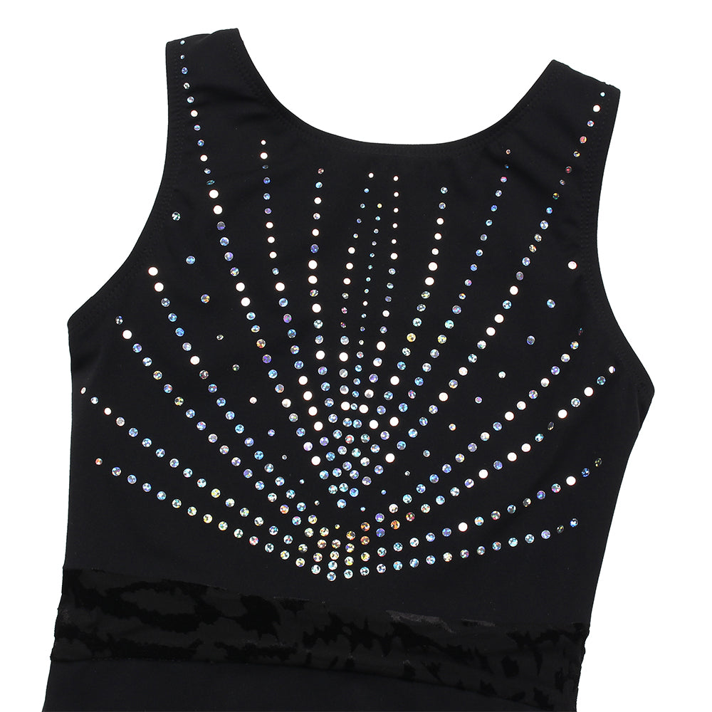 JS Twinkling Sequins Black Leotard Set for Girls, Adult, Child With Shorts