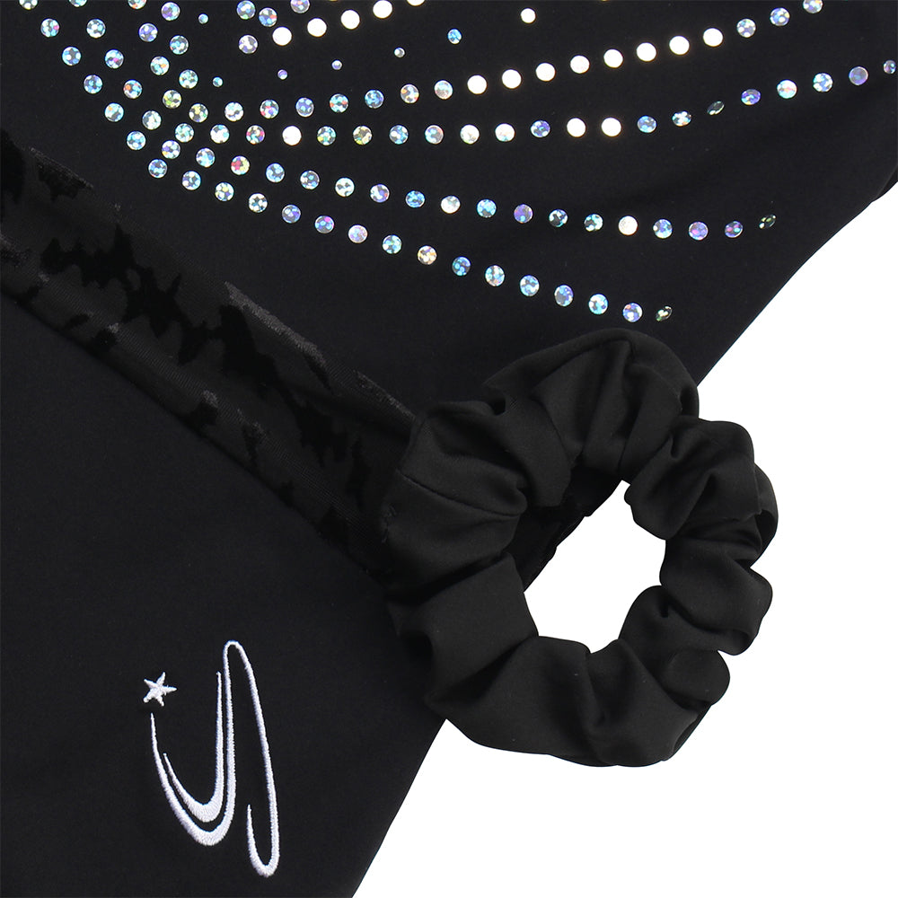 JS Twinkling Sequins Black Leotard Set for Girls, Adult, Child With Shorts