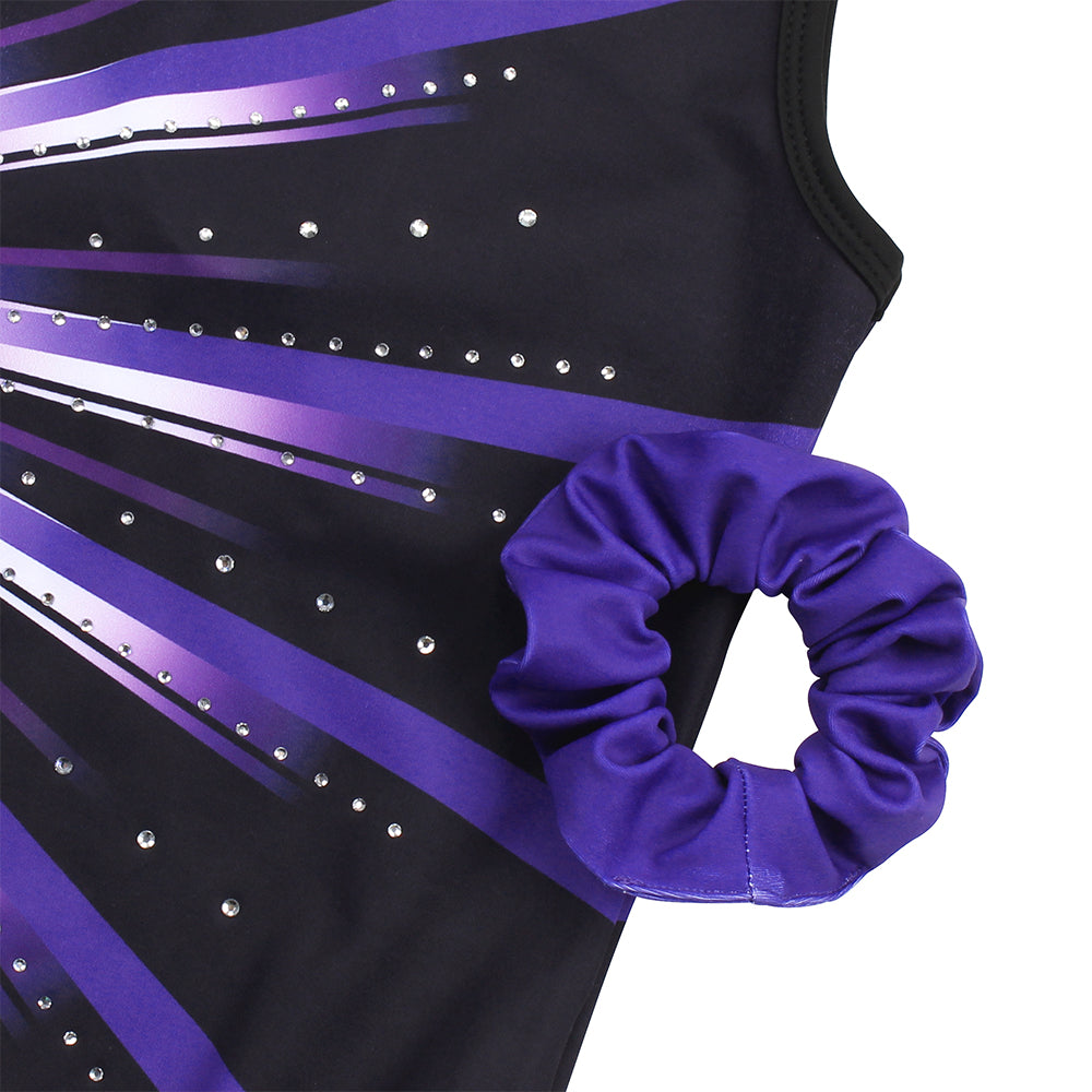 Luminous Purple Diamond Gymnastics Leotard Outfit Set