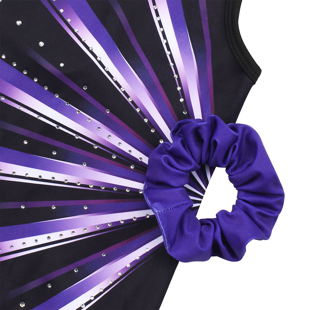 Luminous Purple Diamond Gymnastics Leotard Outfit Set