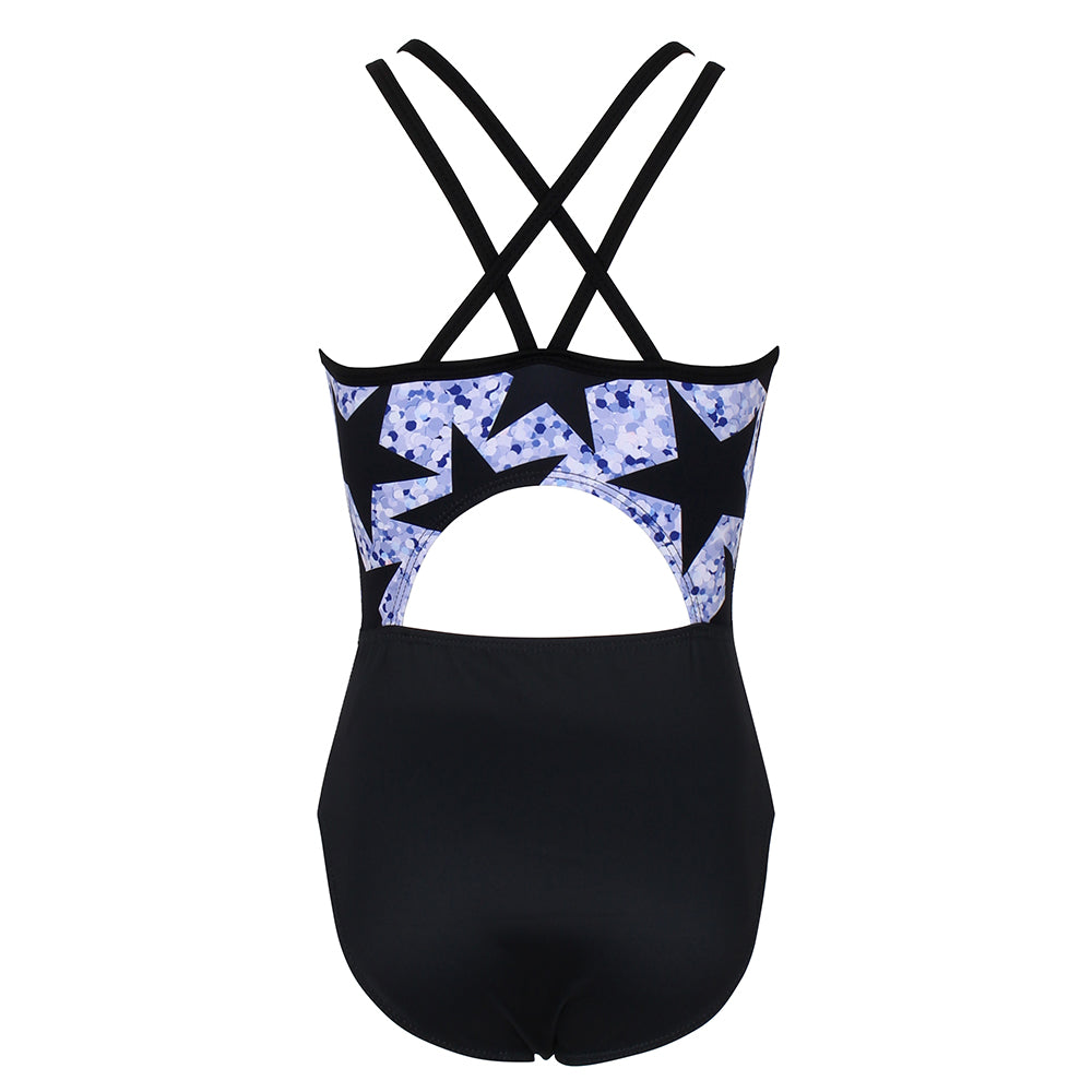 Star Diamond Crisscross Back Gymnastics Leotard Set for Girls