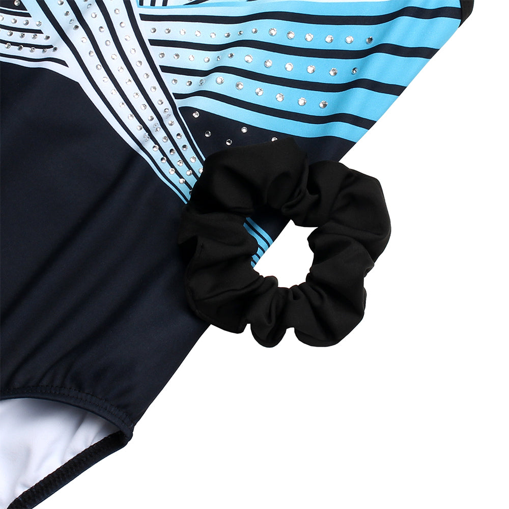 Turquoise Diamond Crisscross Back Gymnastics Leotard Set for Girls