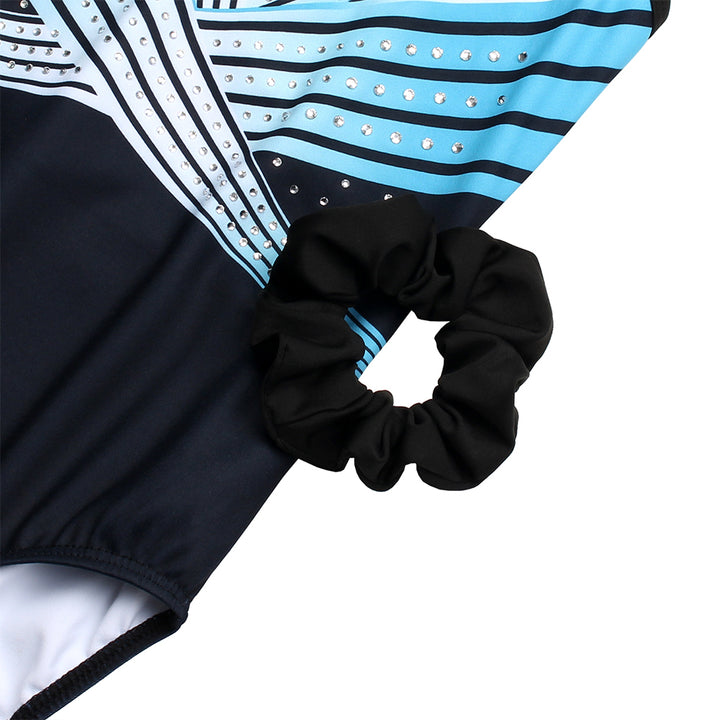 Turquoise Diamond Crisscross Back Gymnastics Leotard Set for Girls