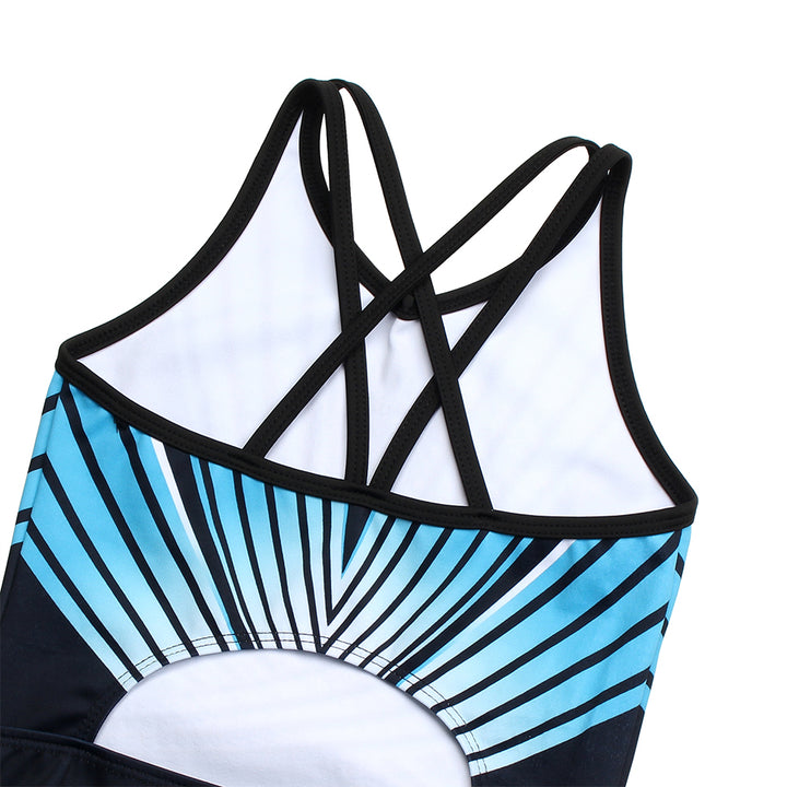 Turquoise Diamond Crisscross Back Gymnastics Leotard Set for Girls