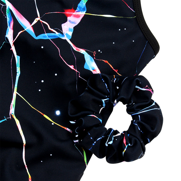 Black Starry Diamond Crisscross Back Gymnastics Leotard Set for Girls