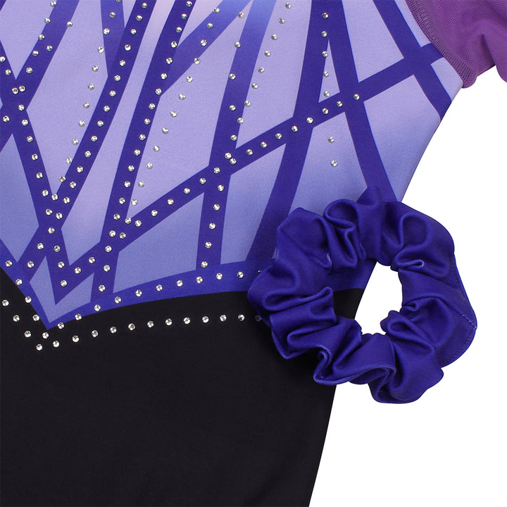Violet Diamond 3/4 Mesh Sleeve Gymnastics Leotard Set for Girls