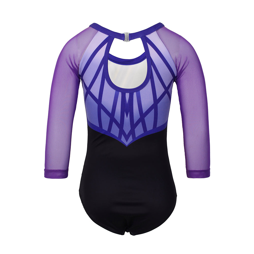 Violet Diamond 3/4 Mesh Sleeve Gymnastics Leotard Set for Girls