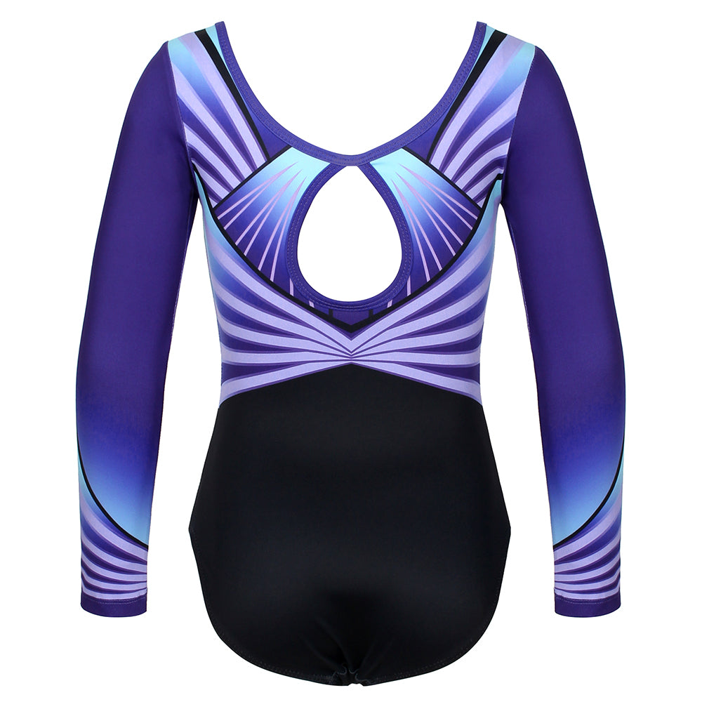 Lavender Diamond Long Sleeve Gymnastics Leotard Set for Girls