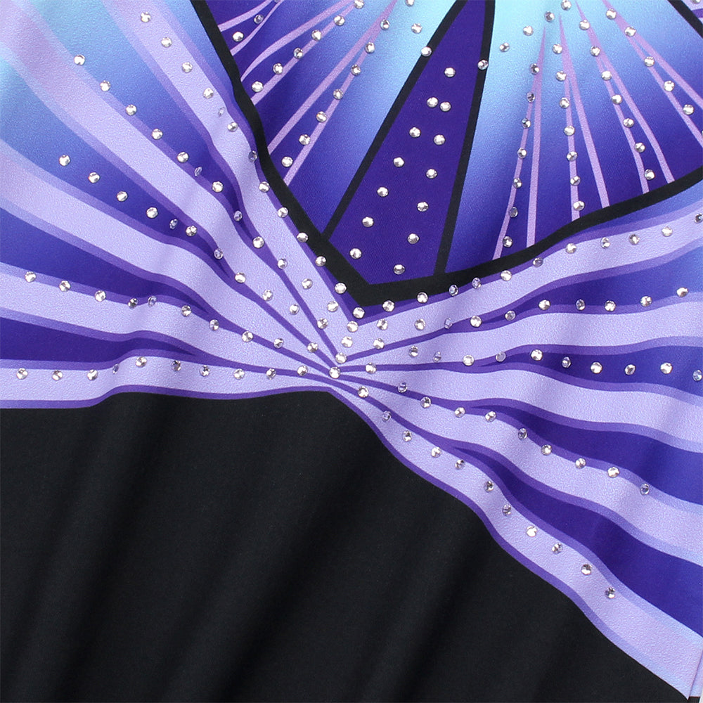 Lavender Diamond Long Sleeve Gymnastics Leotard Set for Girls