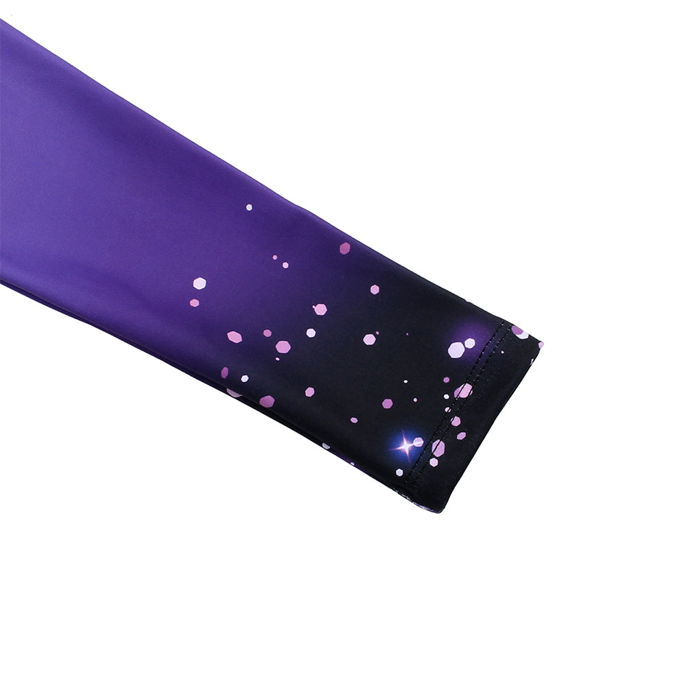Violet-black Diamond Long Sleeve Gymnastics Leotard Set for Girls