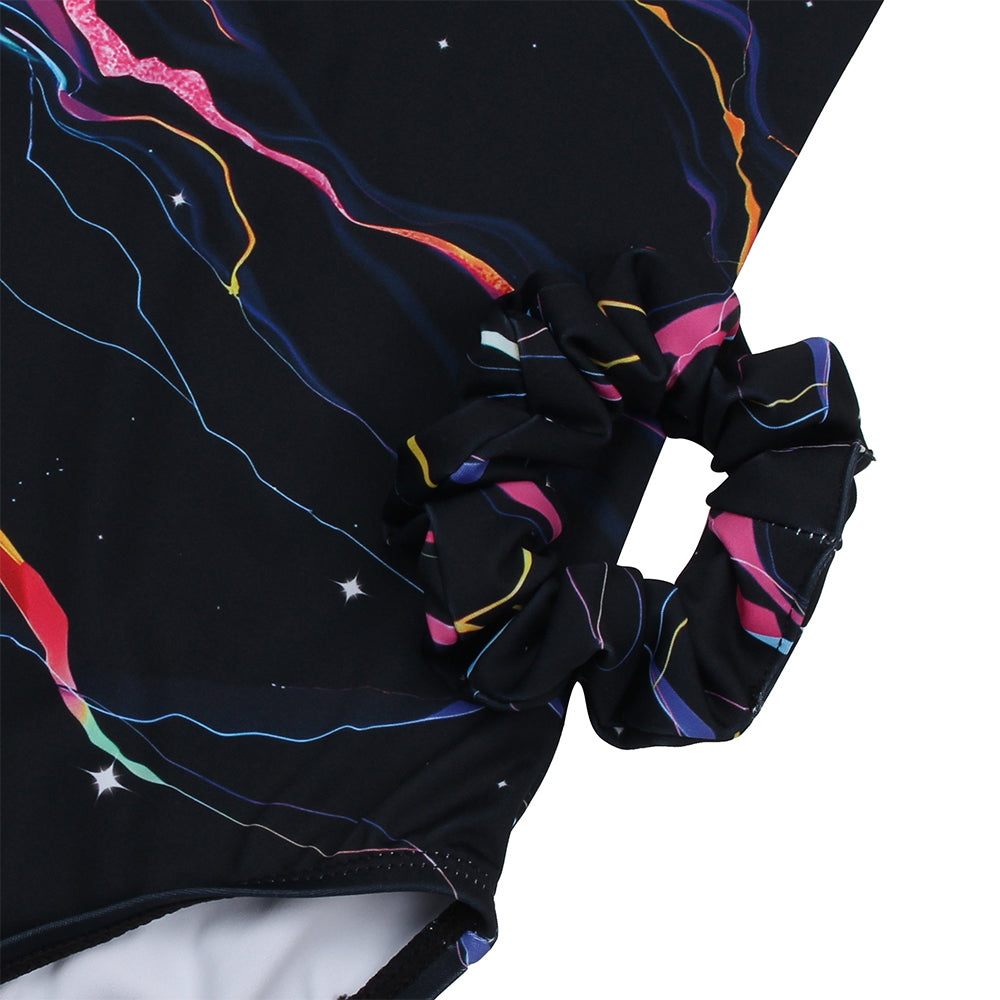 Colorful Lightning Long Sleeve Gymnastics Leotard Set for Girls