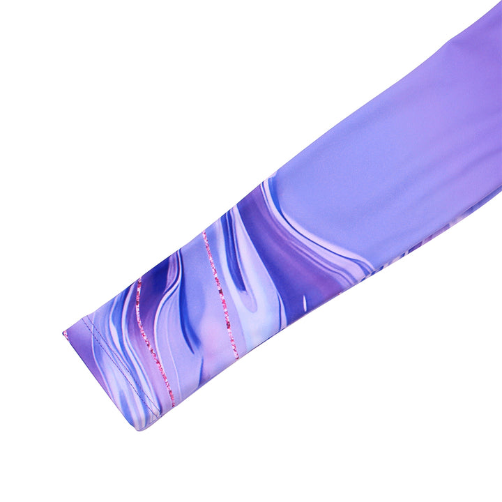 Purple Marble Long Sleeve Gymnastics Leotard Set for Girls