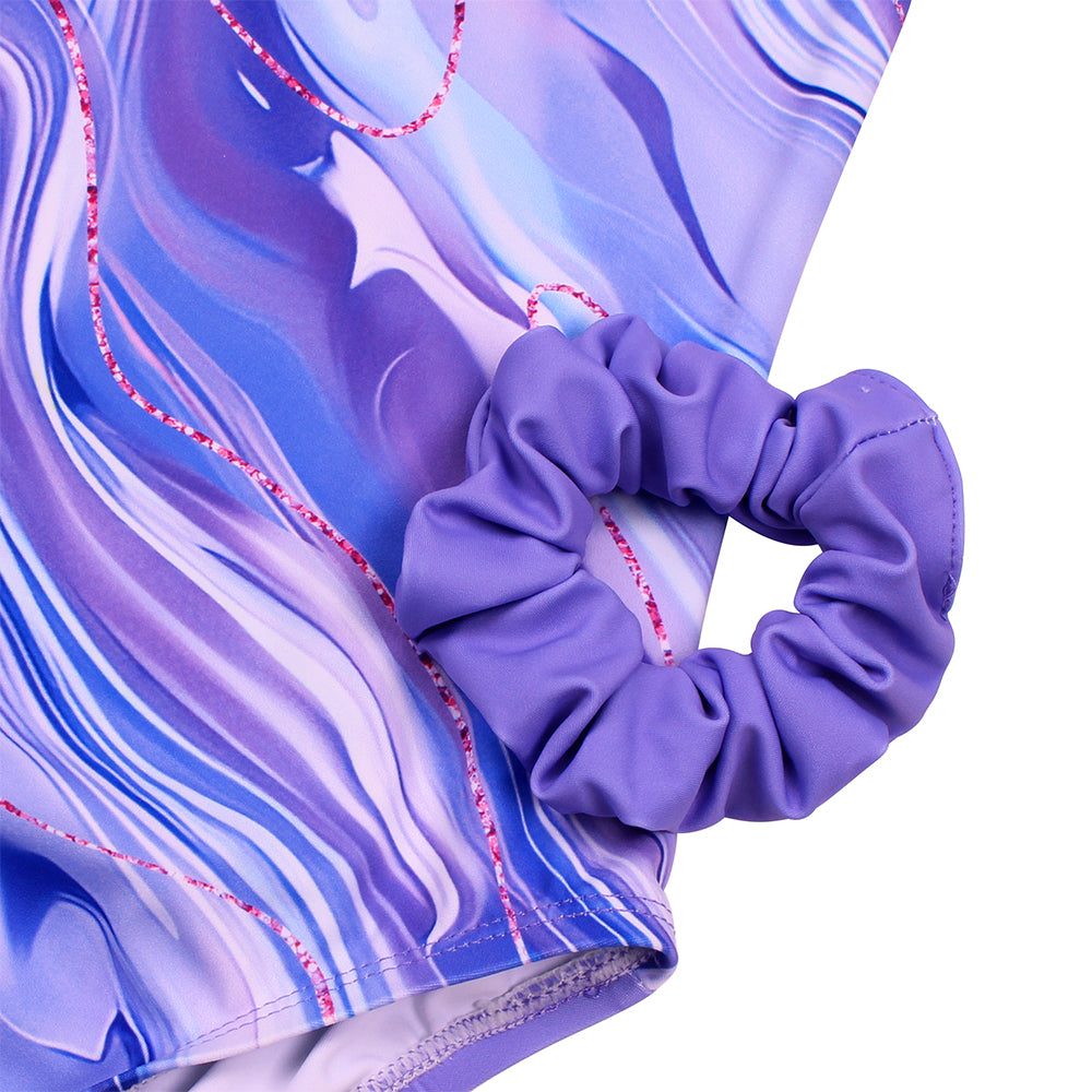 Purple Marble Long Sleeve Gymnastics Leotard Set for Girls