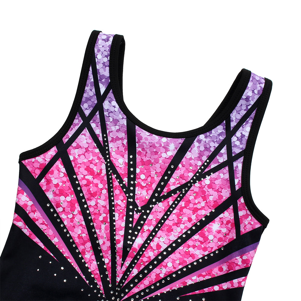 Flowery Sequin Gymnastics Leotard Outfit Set for girls