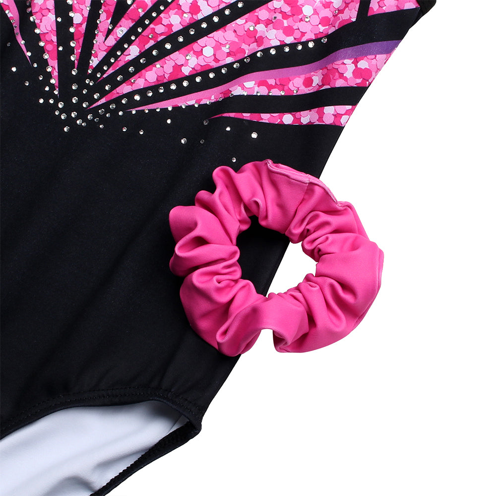 Flowery Sequin Gymnastics Leotard Outfit Set for girls