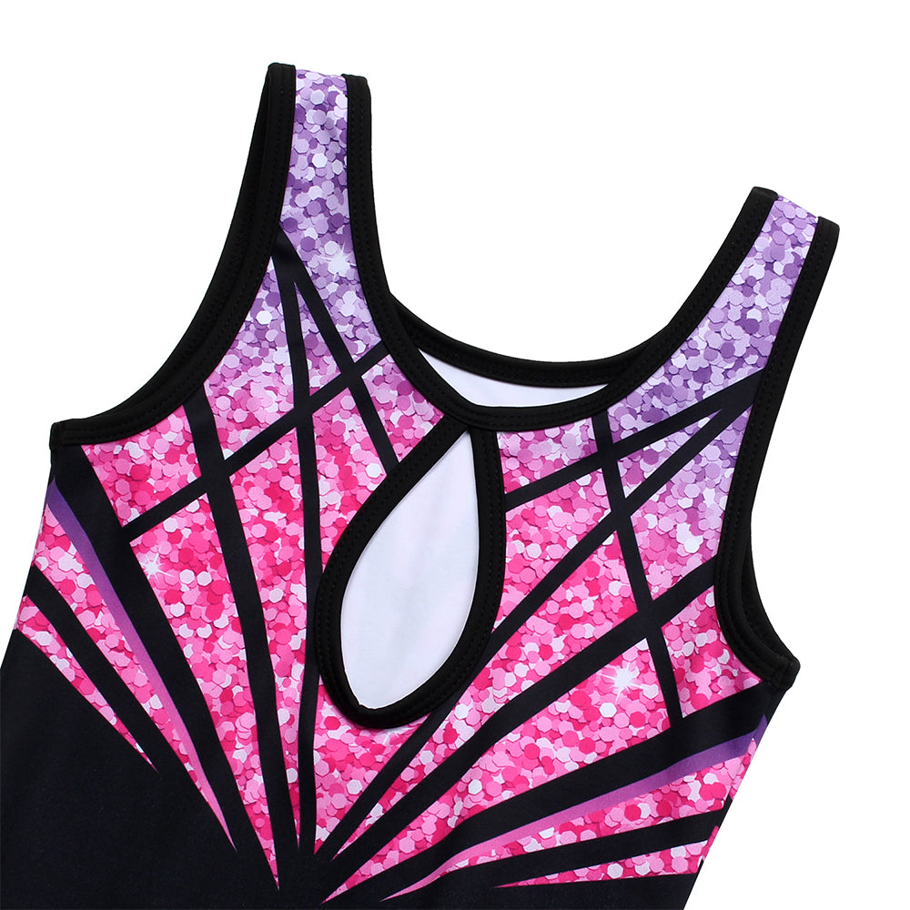 Flowery Sequin Gymnastics Leotard Outfit Set for girls
