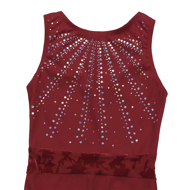 JS Burgundy Sequins Leotard Set for Girls, Adult, Child With Shorts