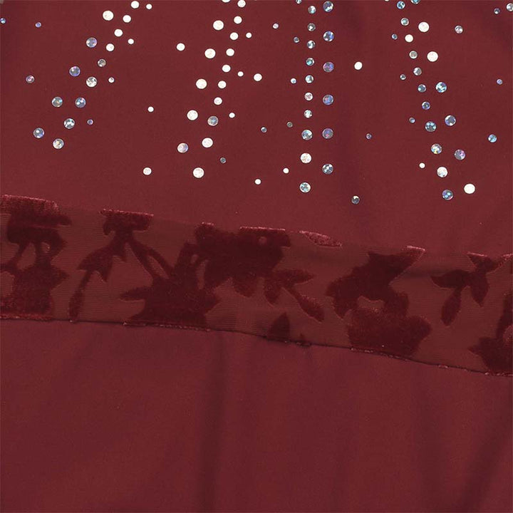 JS Burgundy Sequins Leotard Set for Girls, Adult, Child With Shorts