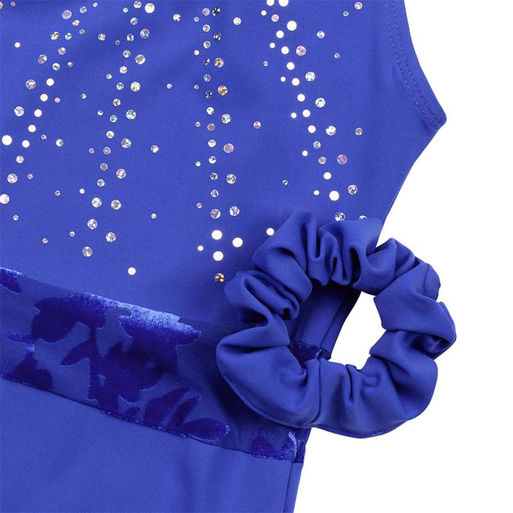 JS Blue Sequins Leotard Set for Girls, Adult, Child With Shorts