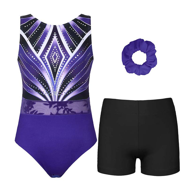 Violet Sequin Leotard Girls - Sparkle Gym Leotard
