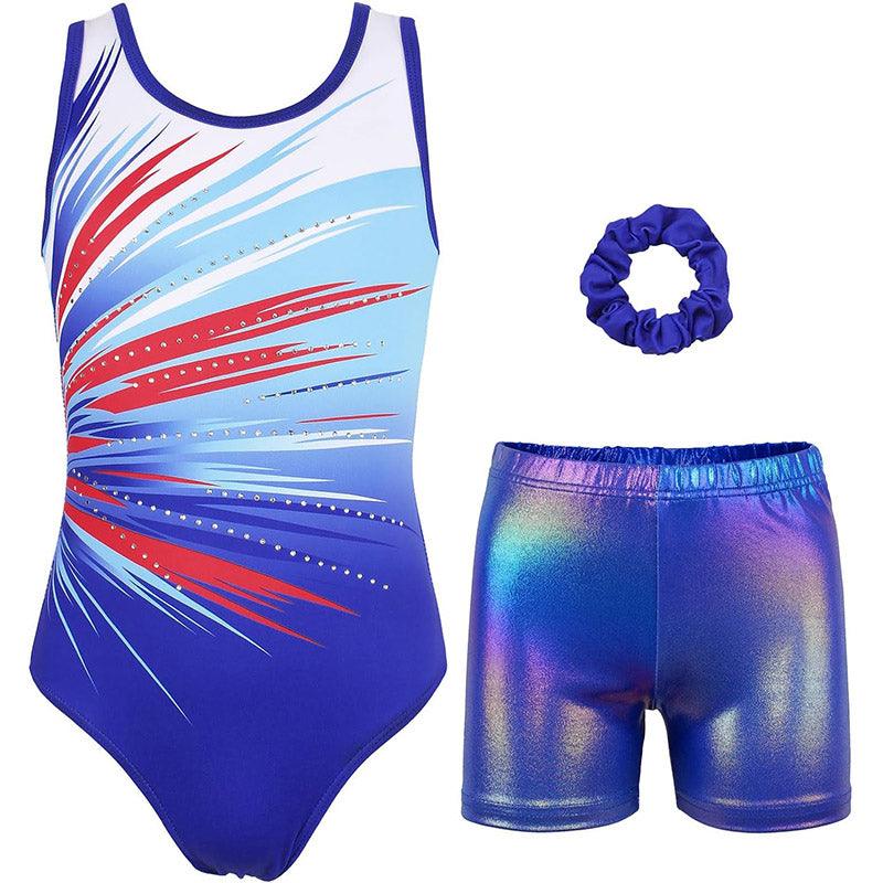 4TH OF JULY AMERICAN FLAG GYMNASTICS LEOTARD BIKETARD SET JOYSTREAM