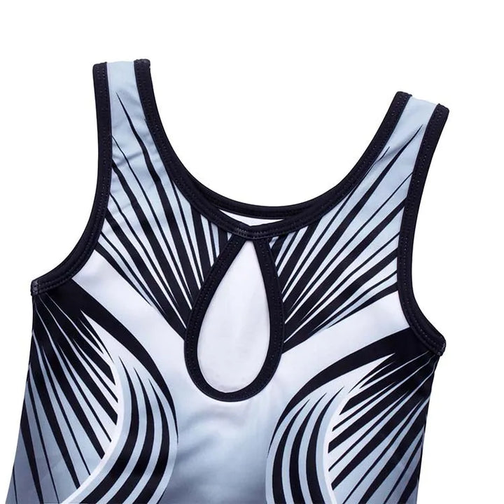 open-back design of Dynamic Crystal Pattern Leotard