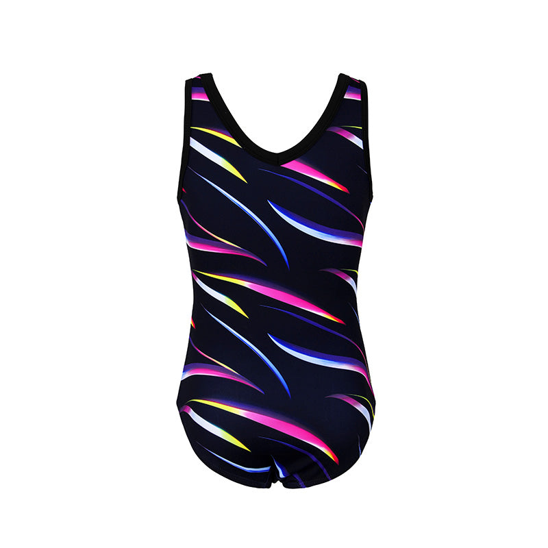 Sparkly Flower Rush Mesh Tank V-Back Gymnastics Leotard Set