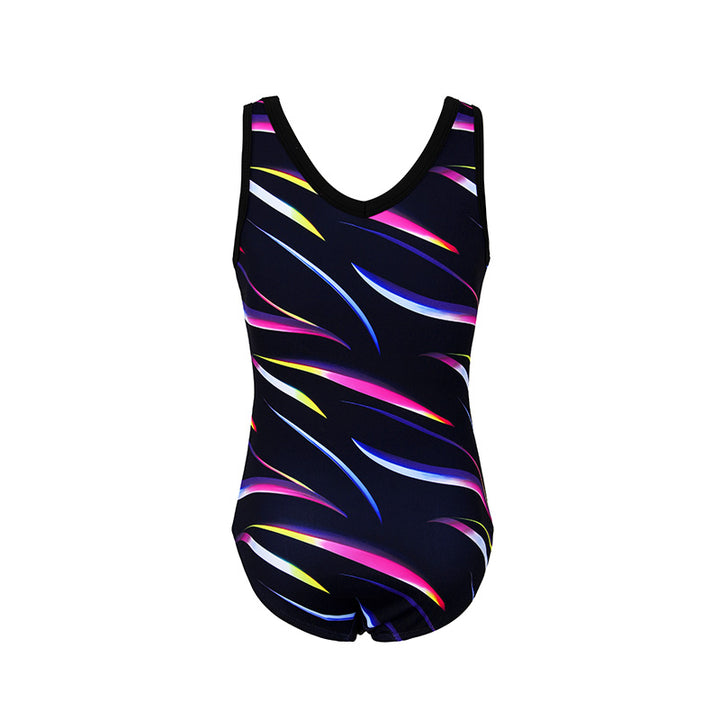 Sparkly Flower Rush Mesh Tank V-Back Gymnastics Leotard Set