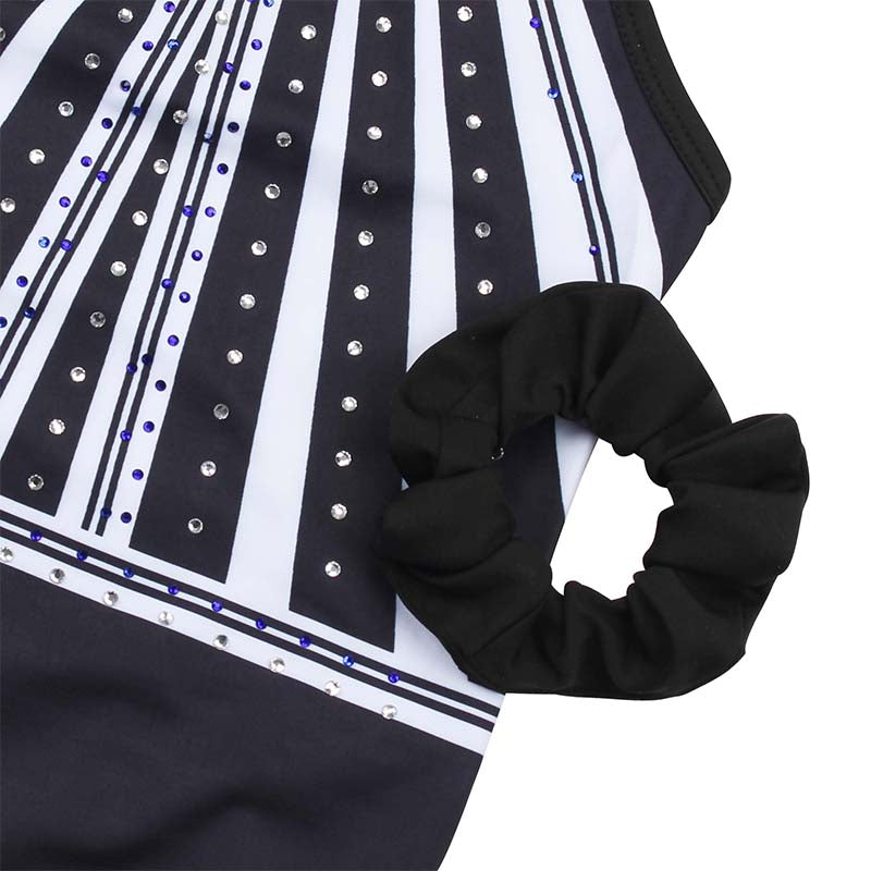 White-black Diamond Crisscross Back Gymnastics Leotard Set for Girls