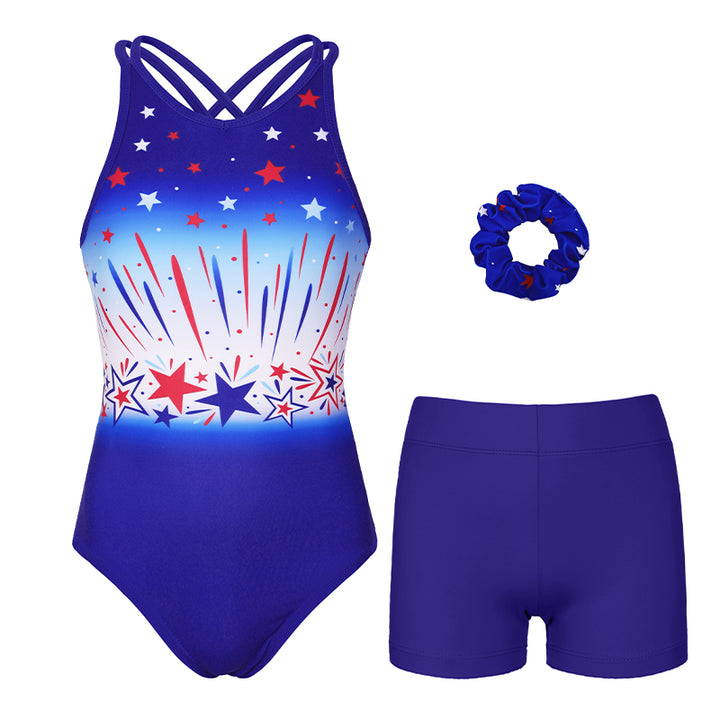 Galaxy Stars Leotard - Crisscross Back Stretch Leotard