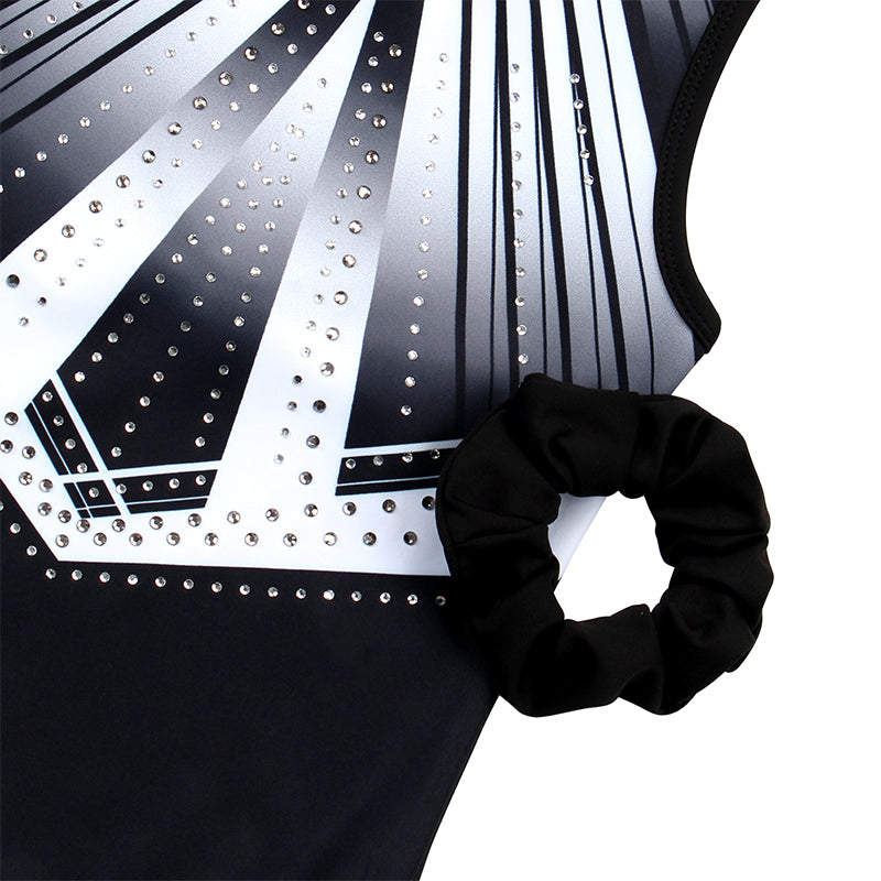 Advanced-grey Diamond Gymnastics Leotard with Shorts Set