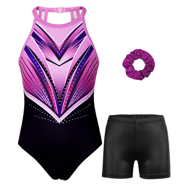 Modena Diamond Open Back Gymnastics Leotard Outfit Set