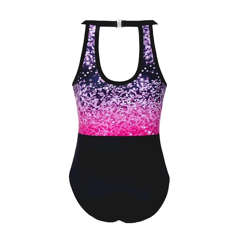 Pretty Gradient Dots Clasp Back Gymnastics Leotard Set