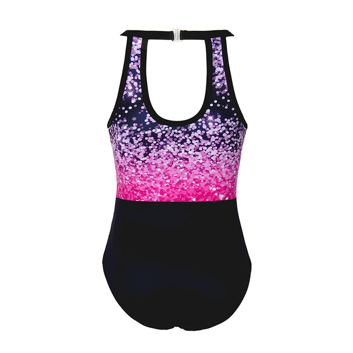 Pretty Gradient Dots Clasp Back Gymnastics Leotard Set