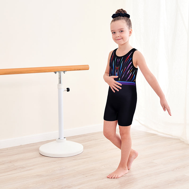 Multicolor Line Biketard Unitard for Girls