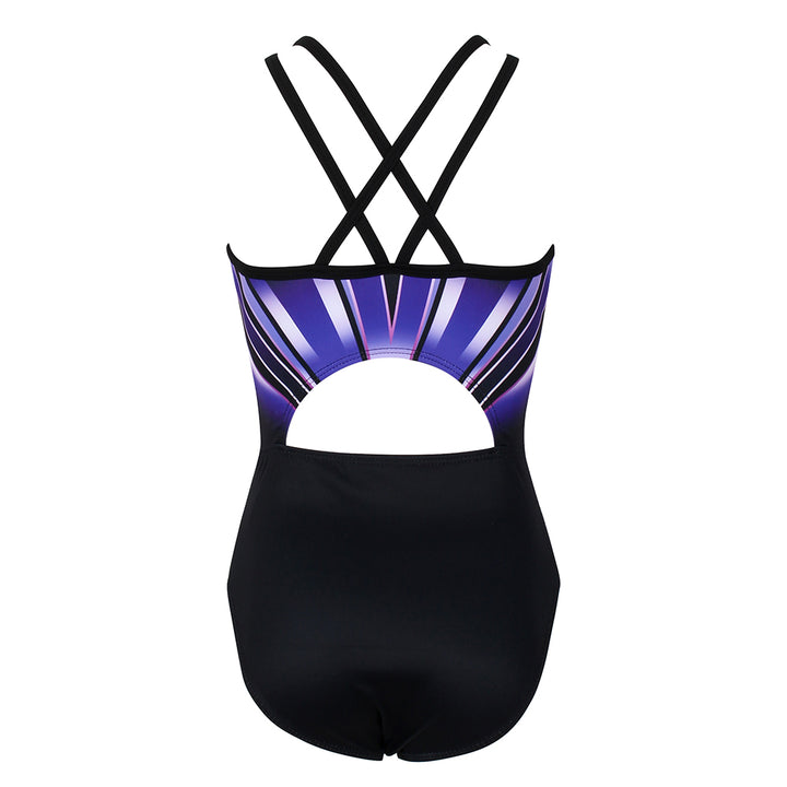 Violet Lines Diamond Crisscross Back Gymnastics Leotard Set for Girls