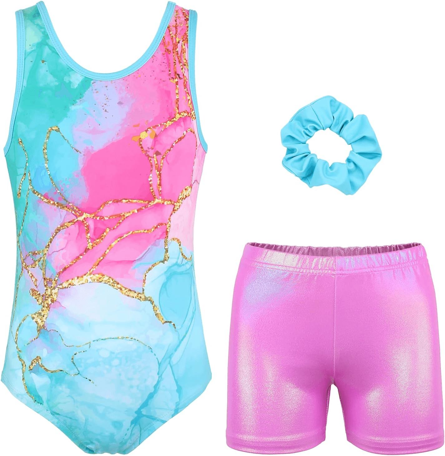 JM DLS Mint Crack Gymnastics Leotard with Shorts Set CXL 10 11Y