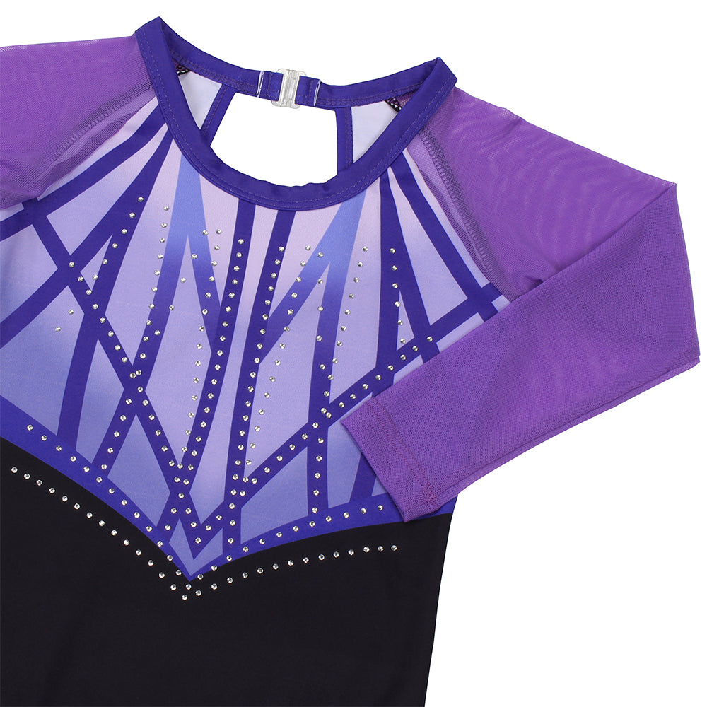 Violet Diamond 3/4 Mesh Sleeve Gymnastics Leotard Set for Girls